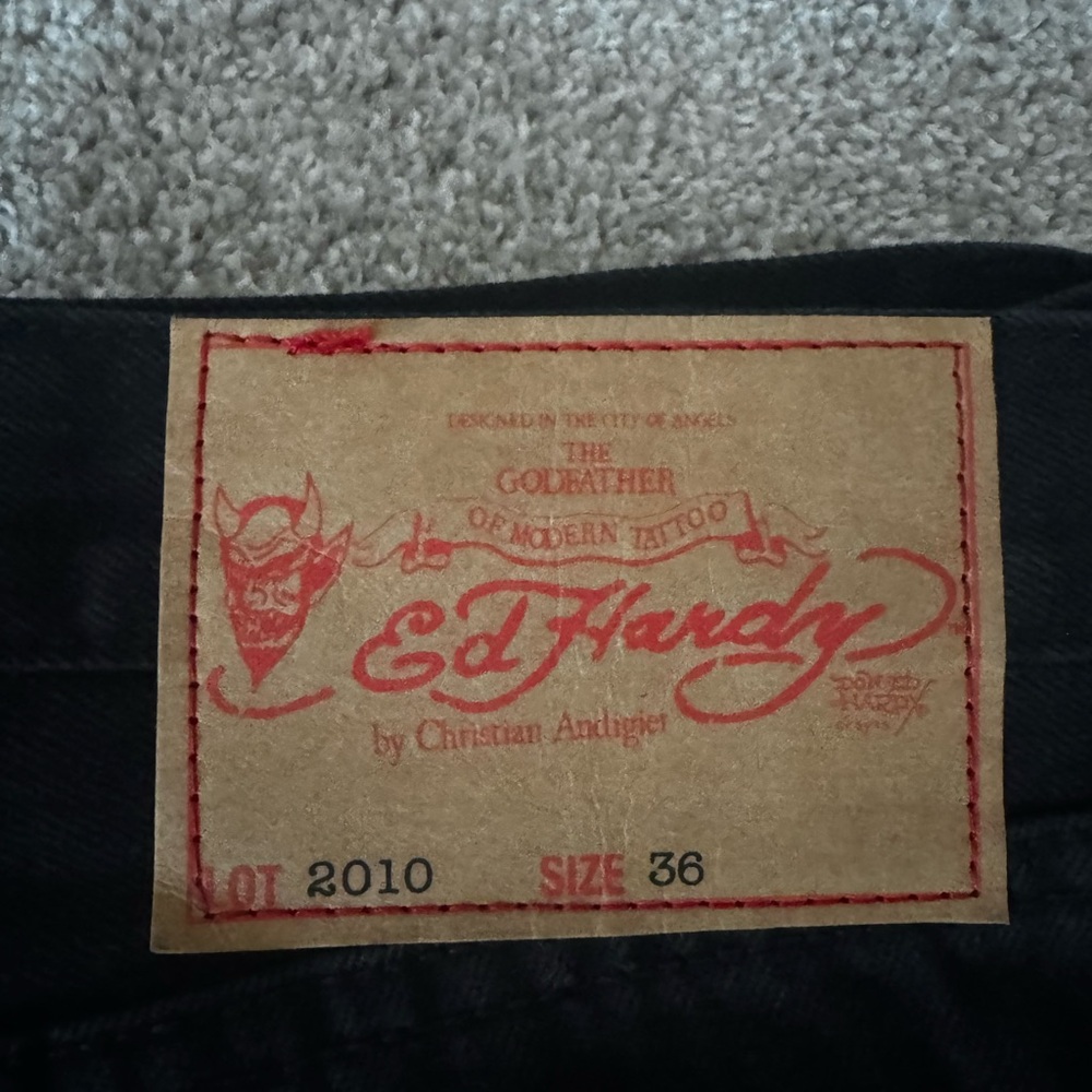 Ed Hardy Black Denim with Red Stitching